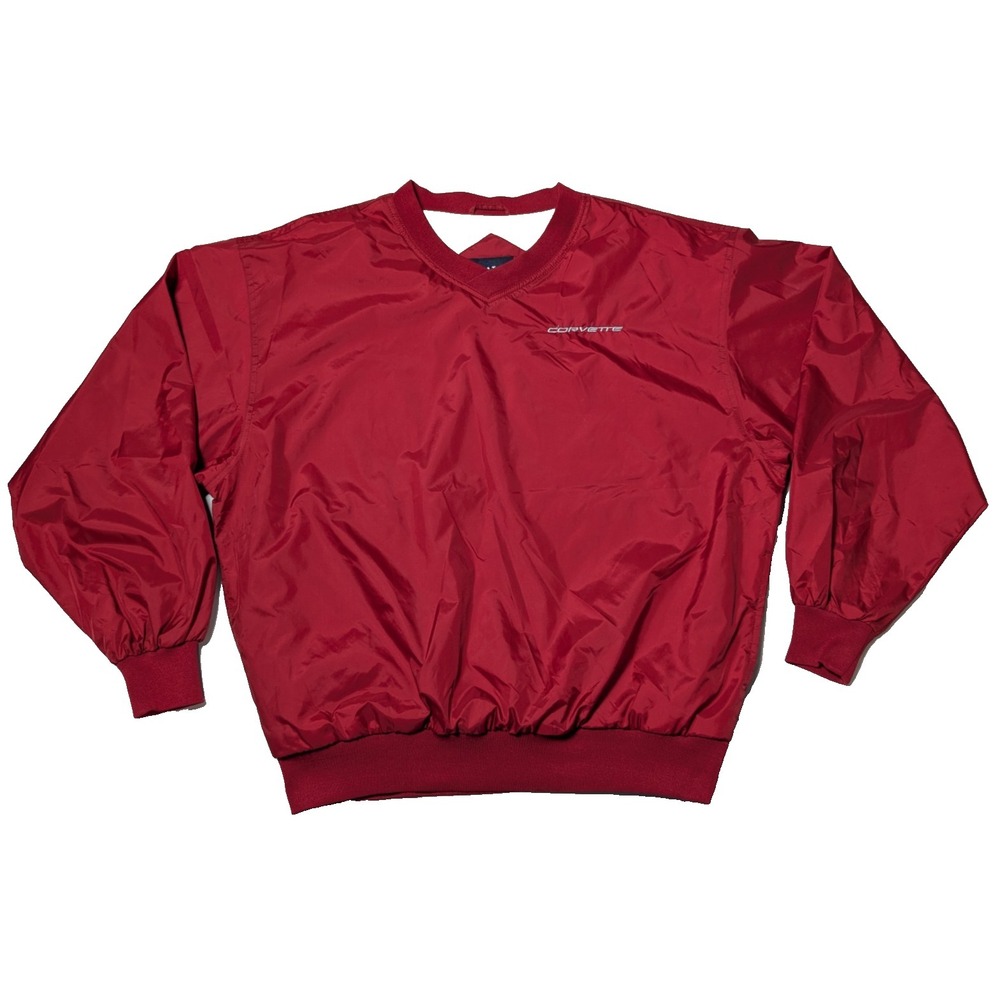 VTG GM CHEVY CORVETTE Men‎ Medium Red Nylon Lined Sport-Tek Pullover Windbreaker